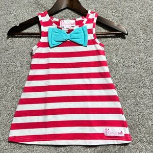 Flowersak Girls Pink White Stripe Sleeveless Dress Tunic Size 3 New With Tags